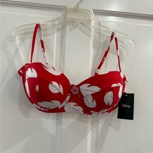 Disney Red and White Leaf Bikini Top
